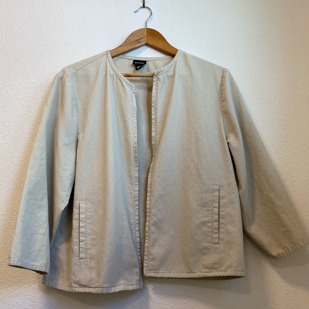 Eileen Fisher Zip Up Light Cream Jacket